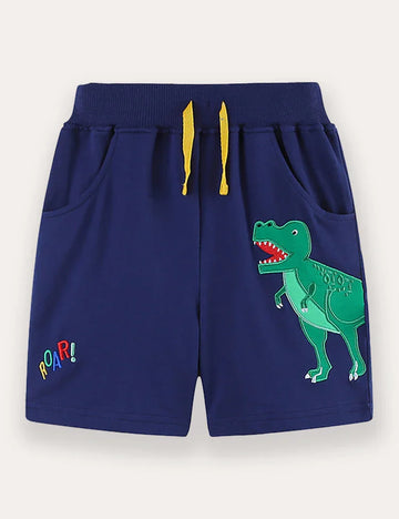 Cartoon Dinosaur Applique Shorts